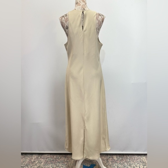 A NEW DAY Khaki halter neck sleeveless satin midi dress size L - Picture 6 of 13